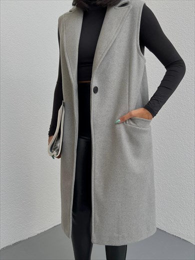 Women's Cachet Midi Oversized Vest Jacket Gray