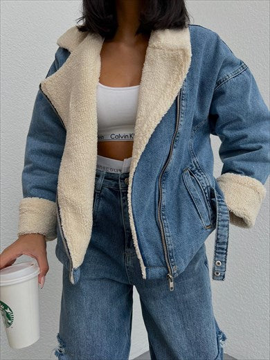 Women's Teddy Denim Coat Blue